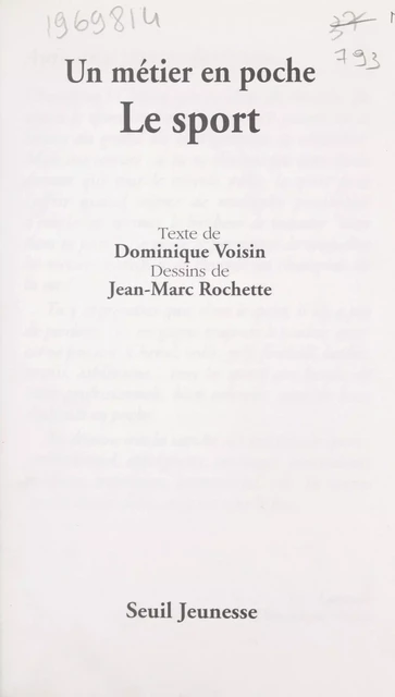 Le sport - Dominique Voisin - Seuil jeunesse (réédition numérique FeniXX) 