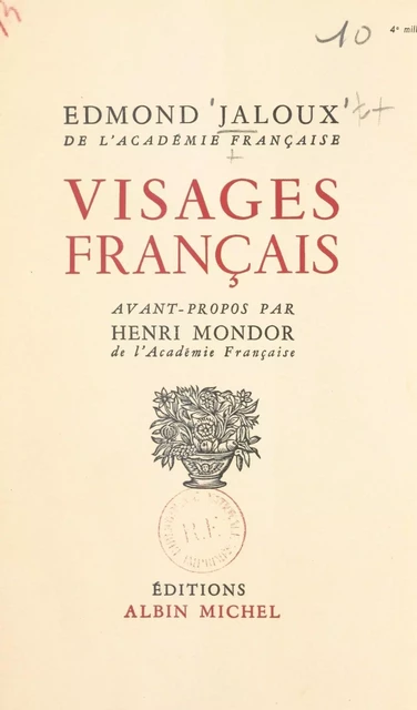 Visages français - Edmond Jaloux - (Albin Michel) réédition numérique FeniXX