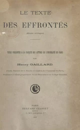 Le texte des "Effrontés" : étude critique