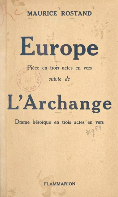 Europe - Maurice Rostand - Flammarion (réédition numérique FeniXX)