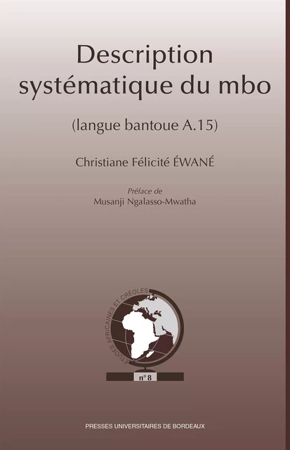 Description systématique du mbo (langue bantoue A.15) - Christiane Félicité Ewane - Presses universitaires de Bordeaux