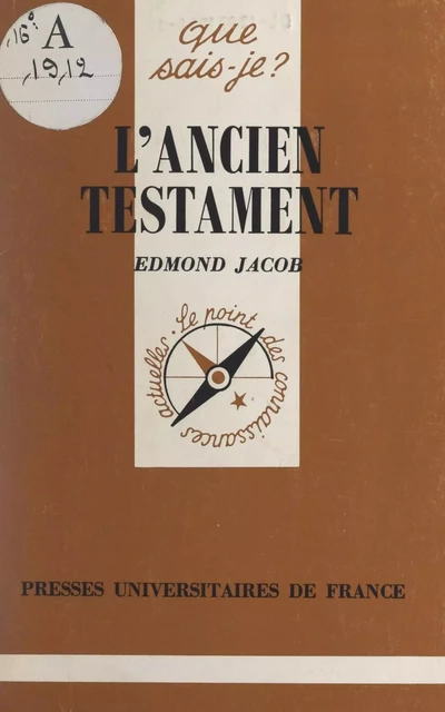 L'Ancien Testament - Edmond Jacob - (Presses universitaires de France) réédition numérique FeniXX