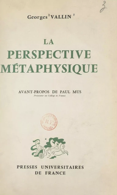 La perspective métaphysique - Georges Vallin - (Presses universitaires de France) réédition numérique FeniXX