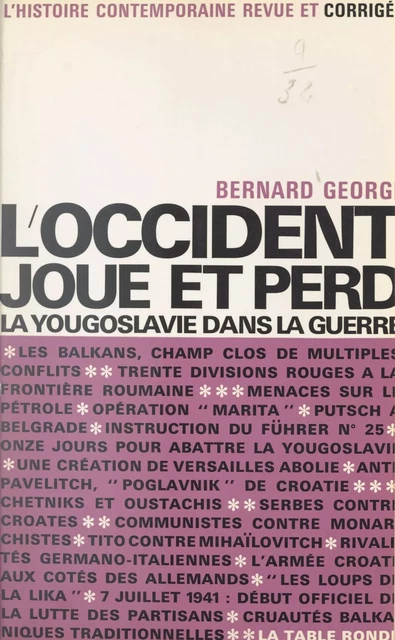 L'occident joue et perd - Bernard George - (La Table Ronde) réédition numérique FeniXX