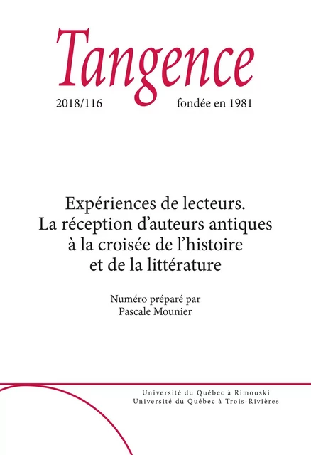 Tangence. No. 116,  2018 - Corinne Jouanno, Luciana Romeri, Anna Mirabella, Pascale Mounier, Marion Bellissime, Marie-Hélène Boblet - Tangence