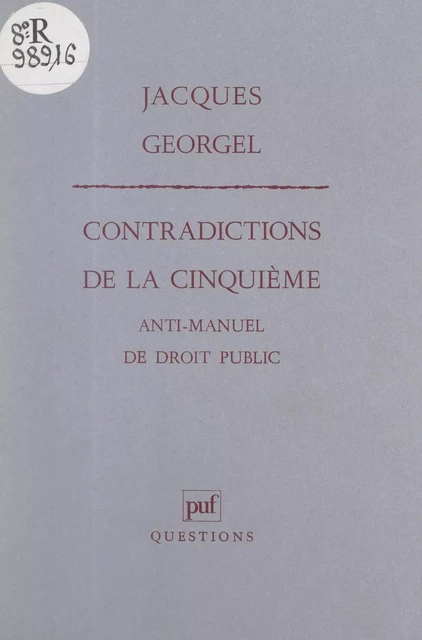 Contradictions de la Cinquième - Jacques Georgel - (Presses universitaires de France) réédition numérique FeniXX