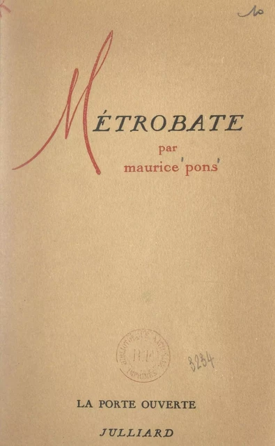 Métrobate - Maurice Pons - (Julliard) réédition numérique FeniXX