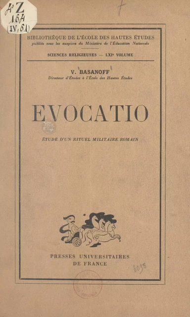 Evocatio - Vsevolod Basanoff - (Presses universitaires de France) réédition numérique FeniXX