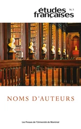 Études françaises. Volume 56, numéro 3, 2020