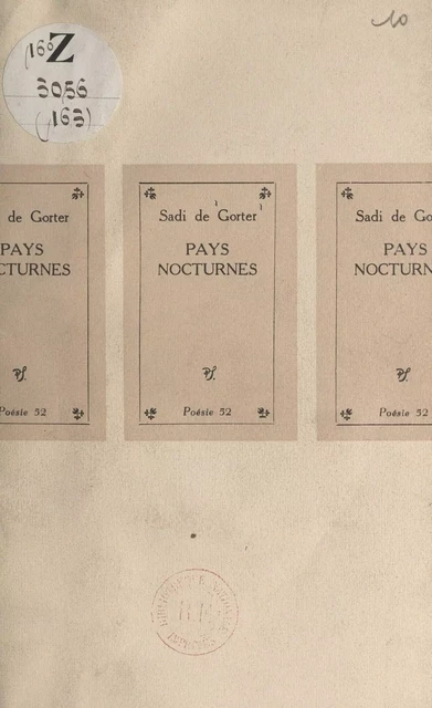 Pays nocturnes - Sadi de Gorter - (Seghers) réédition numérique FeniXX