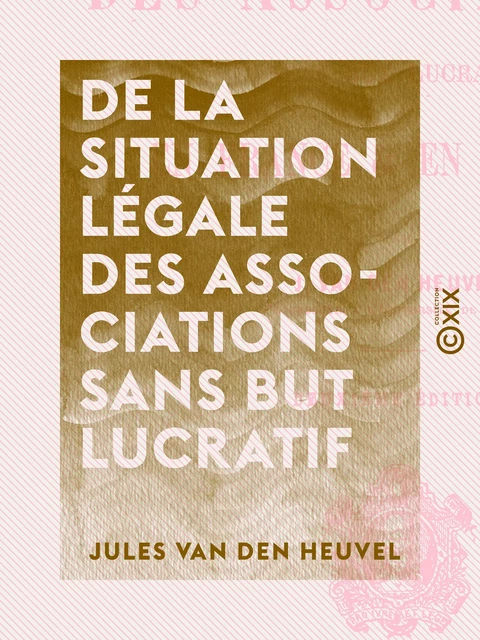 De la situation légale des associations sans but lucratif - Jules Van Den Heuvel - Collection XIX