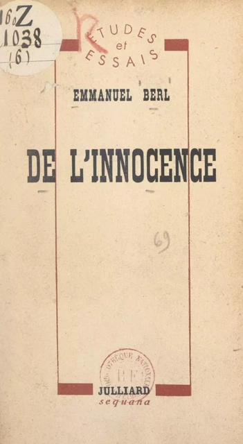 De l'innocence - Emmanuel Berl - (Julliard) réédition numérique FeniXX