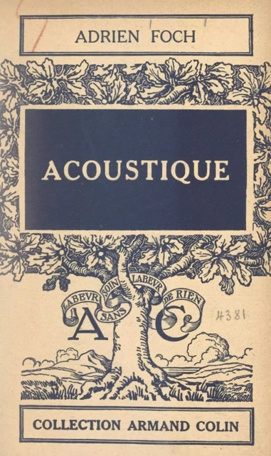 Acoustique - Adrien Foch - Armand Colin (réédition numérique FeniXX)