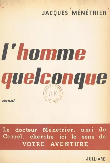 L'homme quelconque - Jacques Ménétrier - (Julliard) réédition numérique FeniXX