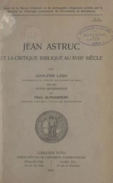 Jean Astruc et la critique biblique au XVIIIe siècle