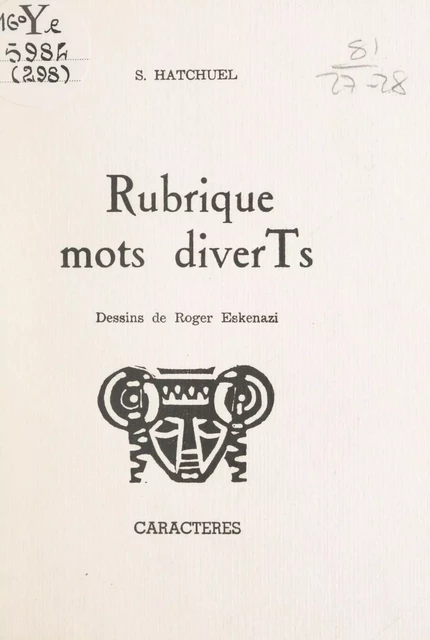 Rubriques mots diverTs - Sami Hatchuel - Caractères (réédition numérique FeniXX)