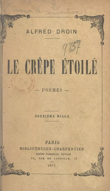 Le crêpe étoilé - Alfred Droin - (Grasset) réédition numérique FeniXX