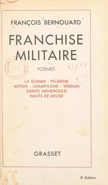 Franchise militaire - François Bernouard - (Grasset) réédition numérique FeniXX