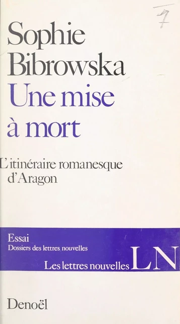 Une mise à mort - Sophie Bibrowska - (Denoël) réédition numérique FeniXX