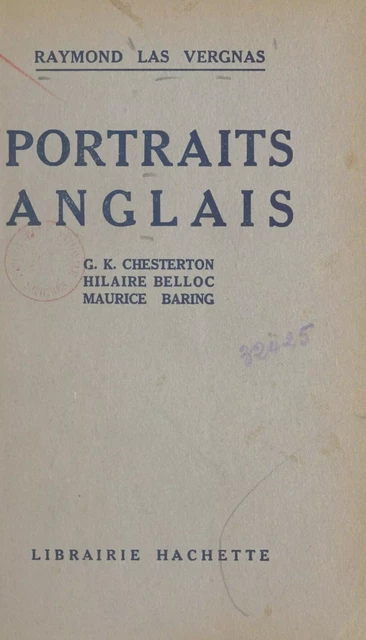 Portraits anglais - Raymond Las Vergnas - Hachette (réédition numérique FeniXX)