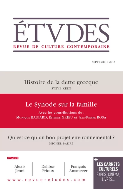 Etudes Septembre 2015 -  Collectif - Revue Études