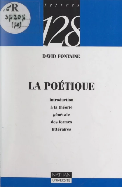 La poétique - David Fontaine - Armand Colin (réédition numérique FeniXX)