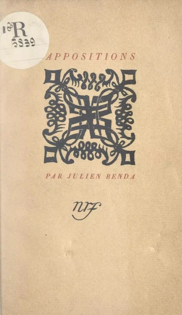 Appositions - Julien Benda - Gallimard (réédition numérique FeniXX)