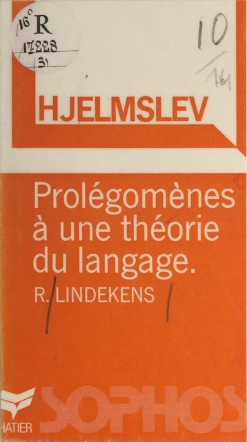 Hjelmslev - René Lindekens - (Hatier) réédition numérique FeniXX