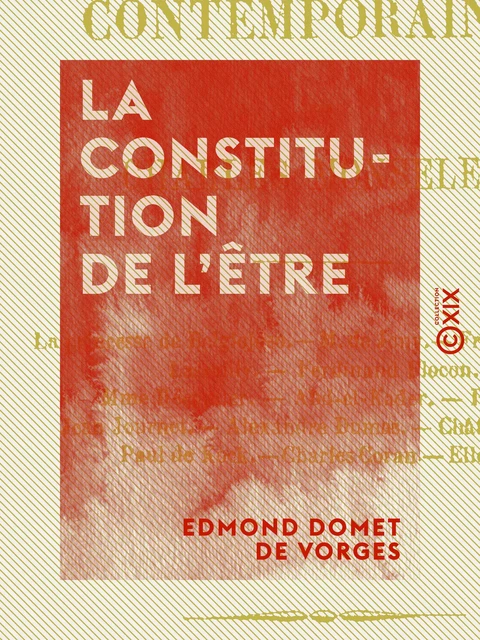 La Constitution de l'être - Edmond Domet de Vorges - Collection XIX