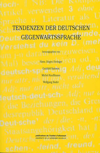 Tendenzen der deutschen Gegenwartssprache -  - Presses Sorbonne Nouvelle via OpenEdition