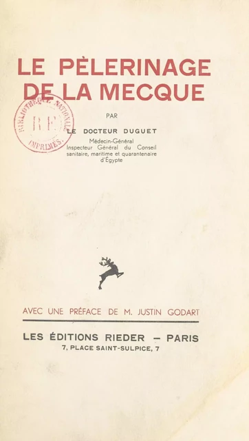 Le pèlerinage de La Mecque -  Duguet - (Presses universitaires de France) réédition numérique FeniXX