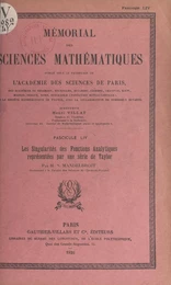 Les singularités des fonctions analytiques représentées par une série de Taylor