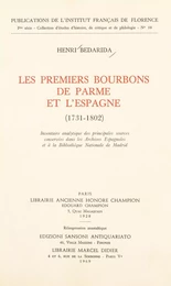 Les premiers Bourbons de Parme et l'Espagne, 1731-1802