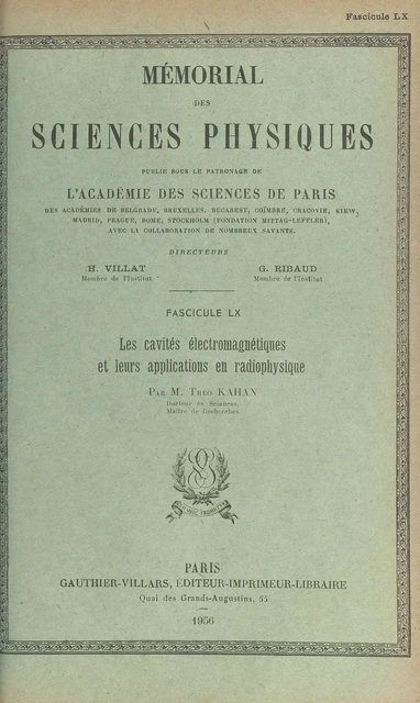 Les cavités électromagnétiques et leurs applications en radiophysique - Théo Kahan - (Dunod) réédition numérique FeniXX