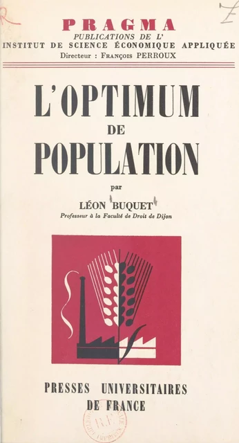 L'optimum de population - Léon Buquet - (Presses universitaires de France) réédition numérique FeniXX