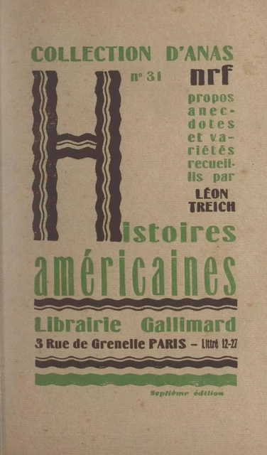 Histoires américaines - Léon Treich - Gallimard (réédition numérique FeniXX)