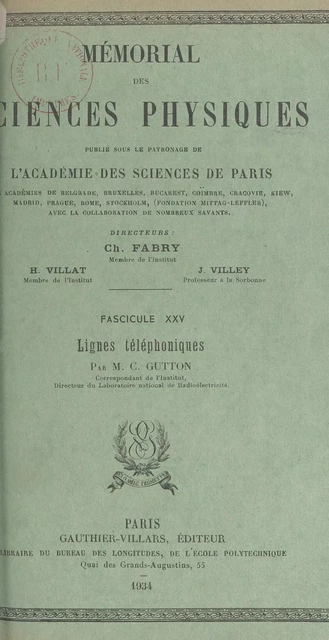 Lignes téléphoniques - Camille Gutton - (Dunod) réédition numérique FeniXX