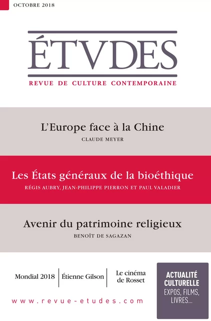 Etudes : états généraux de la bioéthique - Collectif Collectif - Revue Études