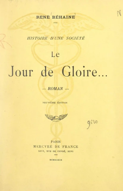 Histoire d'une société (12) - René Béhaine - (Mercure de France) réédition numérique FeniXX