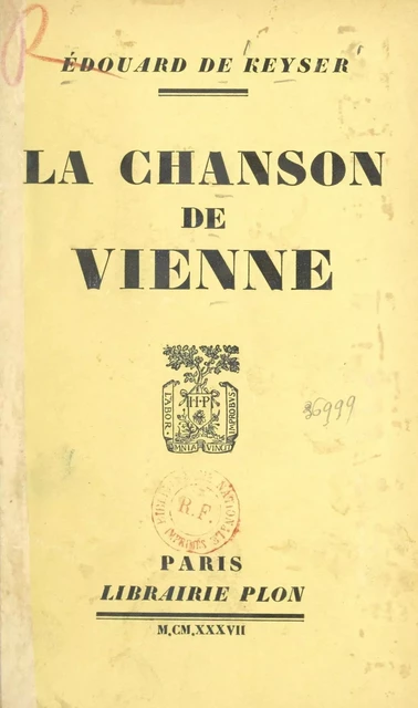 La chanson de Vienne - Édouard de Keyser - Plon (réédition numérique FeniXX)