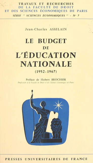 Le budget de l'Éducation nationale - Jean-Charles Asselain - (Presses universitaires de France) réédition numérique FeniXX