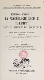 Introduction à la psychologie sociale de l'impôt dans la France d'aujourd'hui