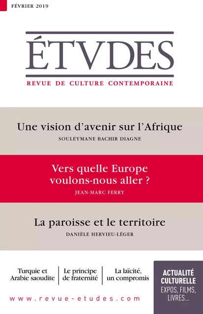 Revue Etudes : vers quelle Europe voulons-nous aller ? - Collectif Collectif - Revue Études