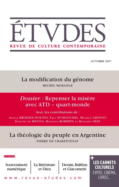 Etudes - Repenser la Misère avec ATD - quart-monde - Collectif Collectif - Revue Études