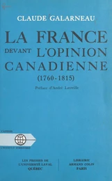 La France devant l'opinion canadienne