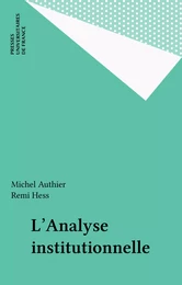 L'Analyse institutionnelle