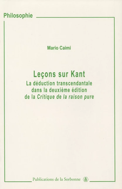 Leçons sur Kant - Mario Caimi - Éditions de la Sorbonne