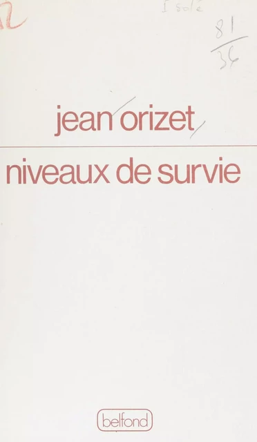 Niveaux de survie - Jean Orizet - Belfond (réédition numérique FeniXX)