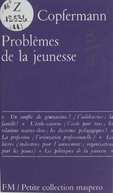 Problèmes de la jeunesse - Émile Copfermann - La Découverte (réédition numérique FeniXX)