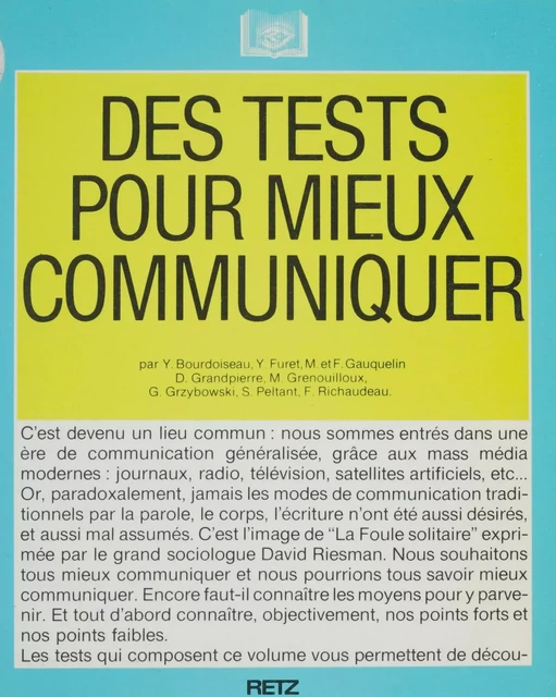 Des tests pour mieux communiquer -  Collectif - Retz (réédition numérique FeniXX)